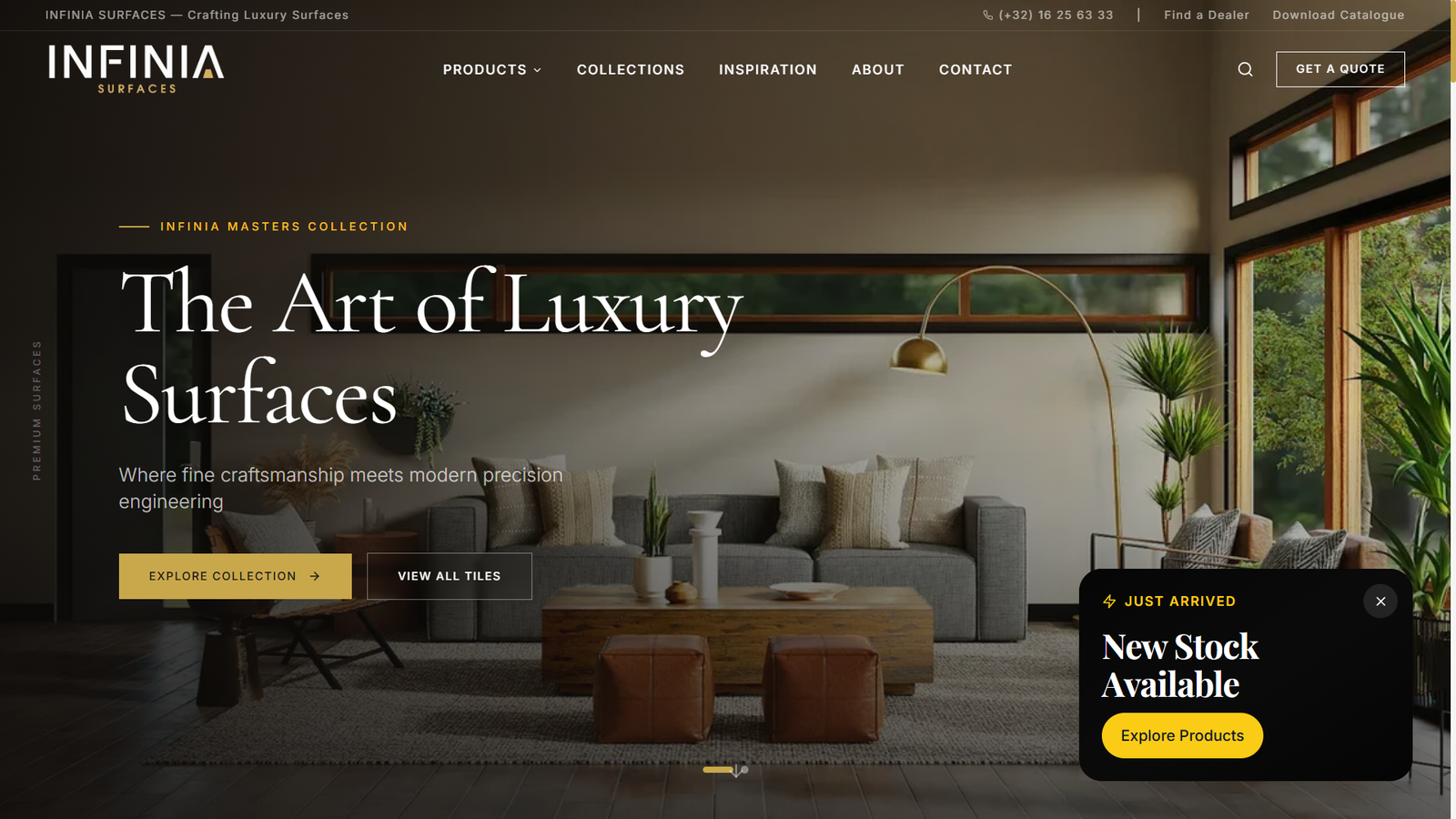 Infinia BV - E-commerce homepage